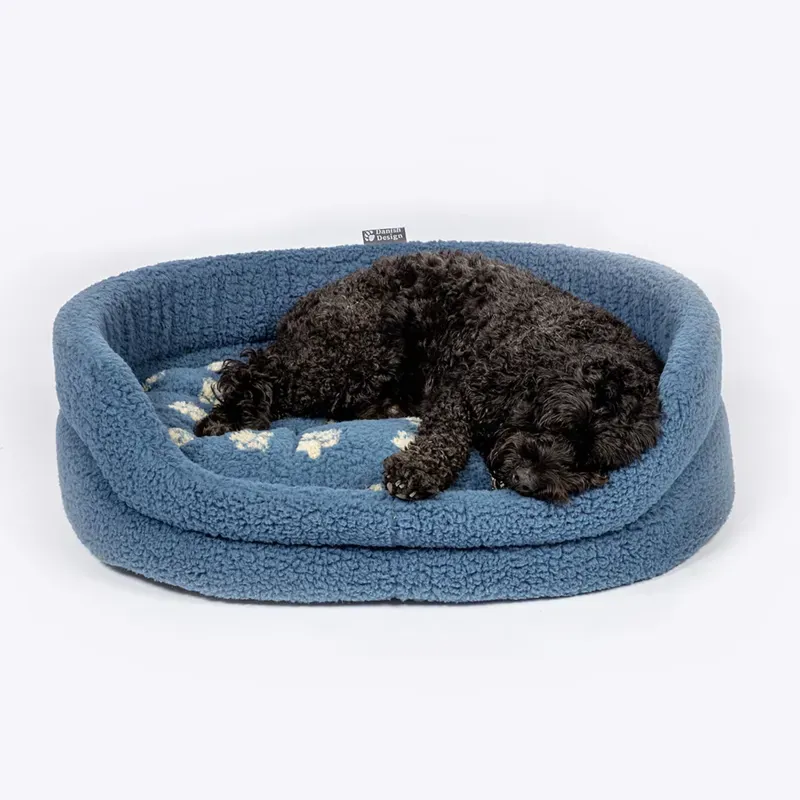 Danish Design Medium Fleece Harbour Paw Slumber Bed in Blue