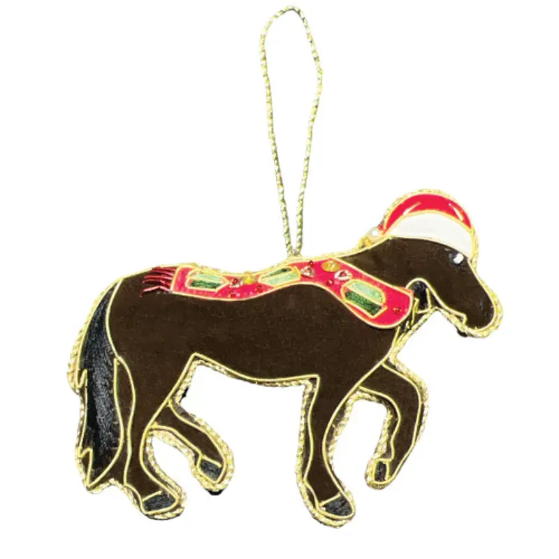Equetech Bay Horse Beaded Embroidered Christmas Tree Decoration in Brown
