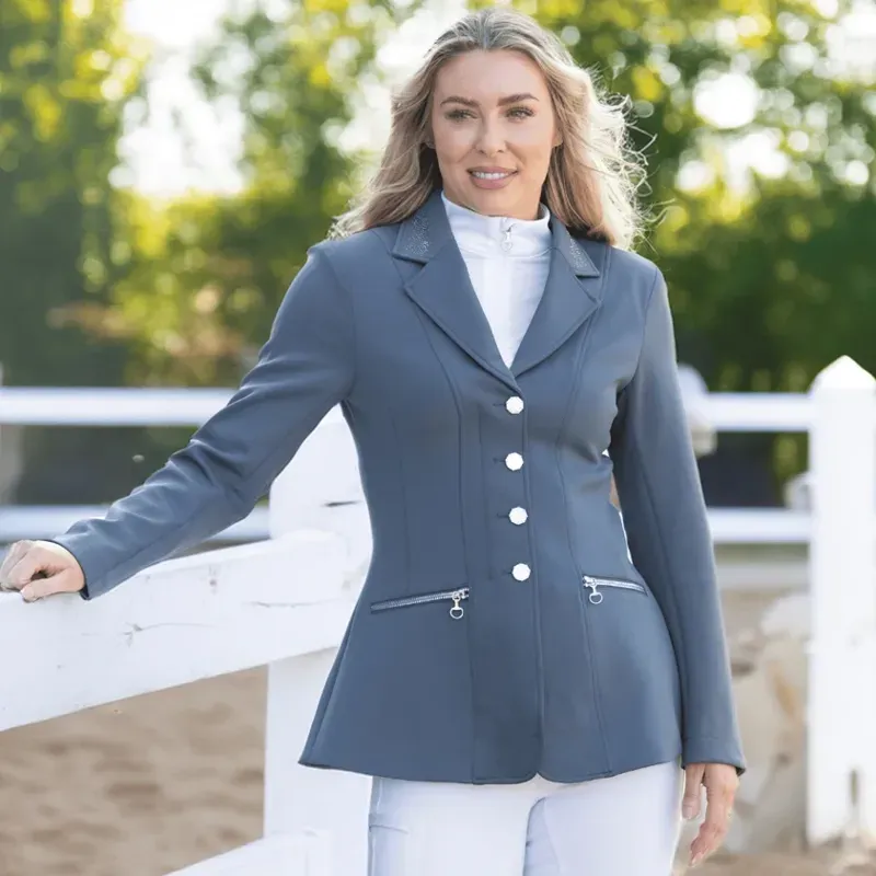 Equetech Crystal Showerproof Competition Jacket in Grey/Silver-2