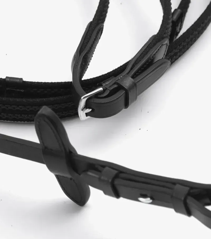 Premier Equine 3/4 Domenico Web and Rubber Grip Reins in Black-3