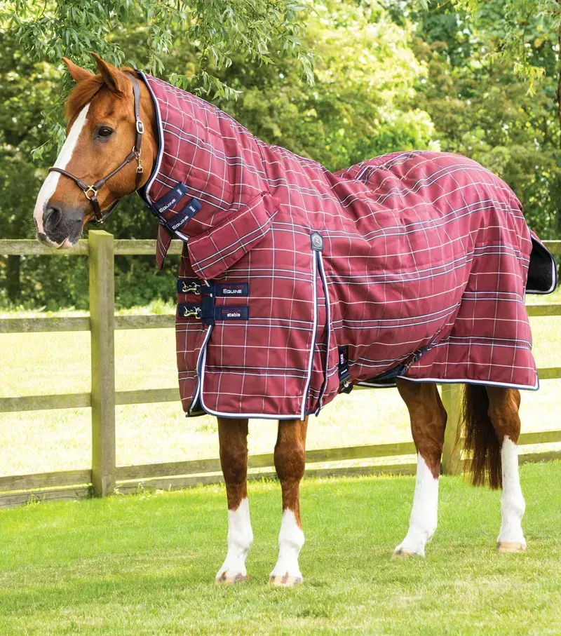 Premier Equine 200g Domus Combo Stable Rug in Burgundy Check