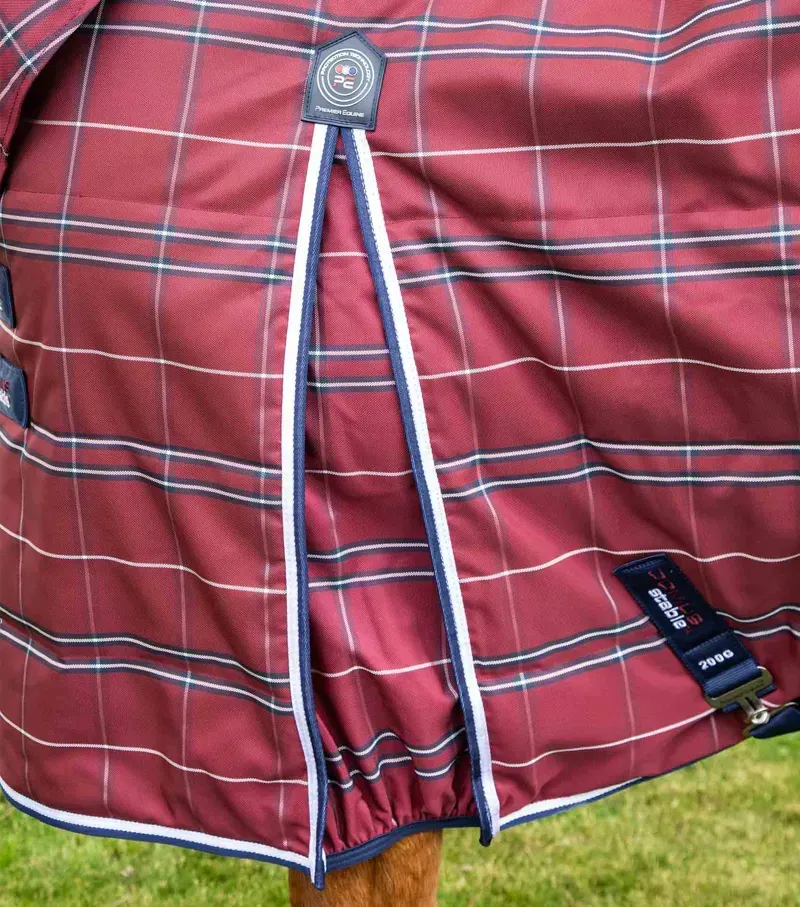 Premier Equine 200g Domus Combo Stable Rug in Burgundy Check-3