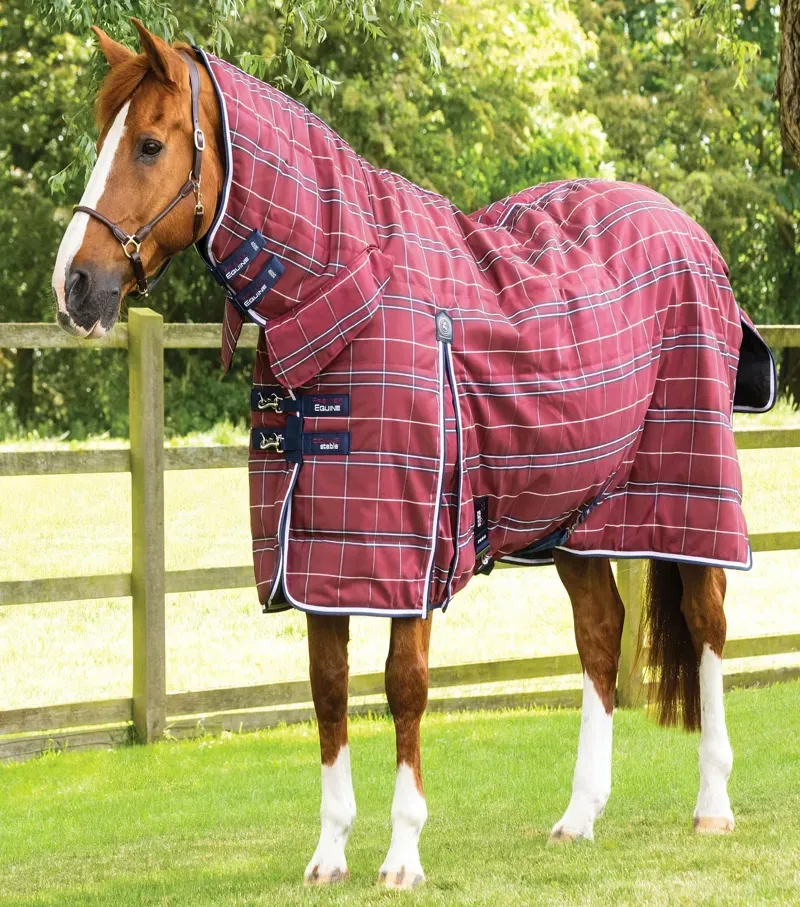 Premier Equine Int. Domus 400g Combo Stable Rug 5'6 inch in Check / Burgundy