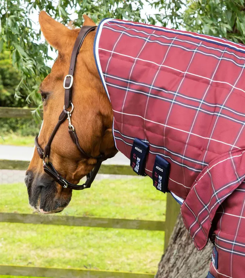 Premier Equine Int. Domus 400g Combo Stable Rug 7'0 inch in Check / Burgundy-1