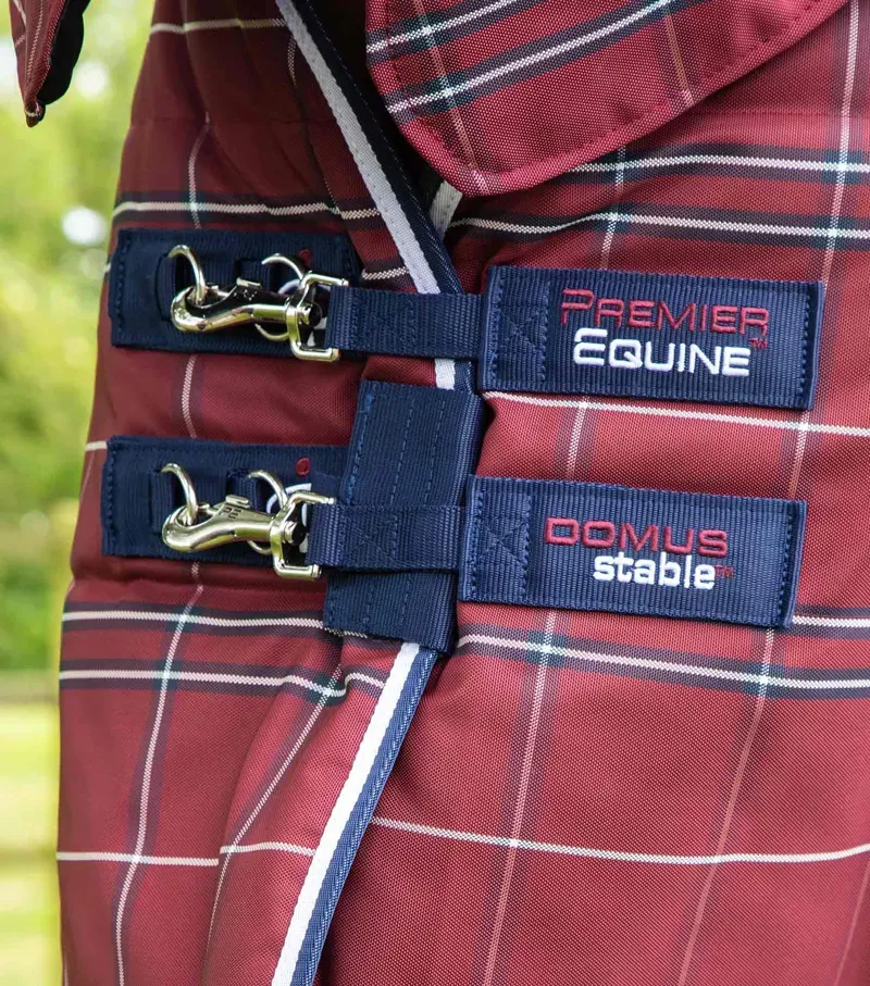 Premier Equine Int. Domus 400g Combo Stable Rug 7'0 inch in Check / Burgundy-2
