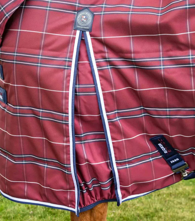 Premier Equine Int. Domus 400g Combo Stable Rug 7'3 inch in Check / Burgundy-3