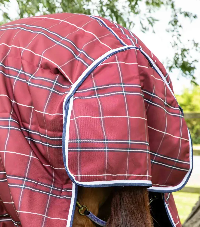 Premier Equine Int. Domus 400g Combo Stable Rug 7'0 inch in Check / Burgundy-4