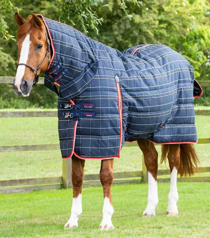Premier Equine 400g Domus Combo Stable Rug in Navy Check