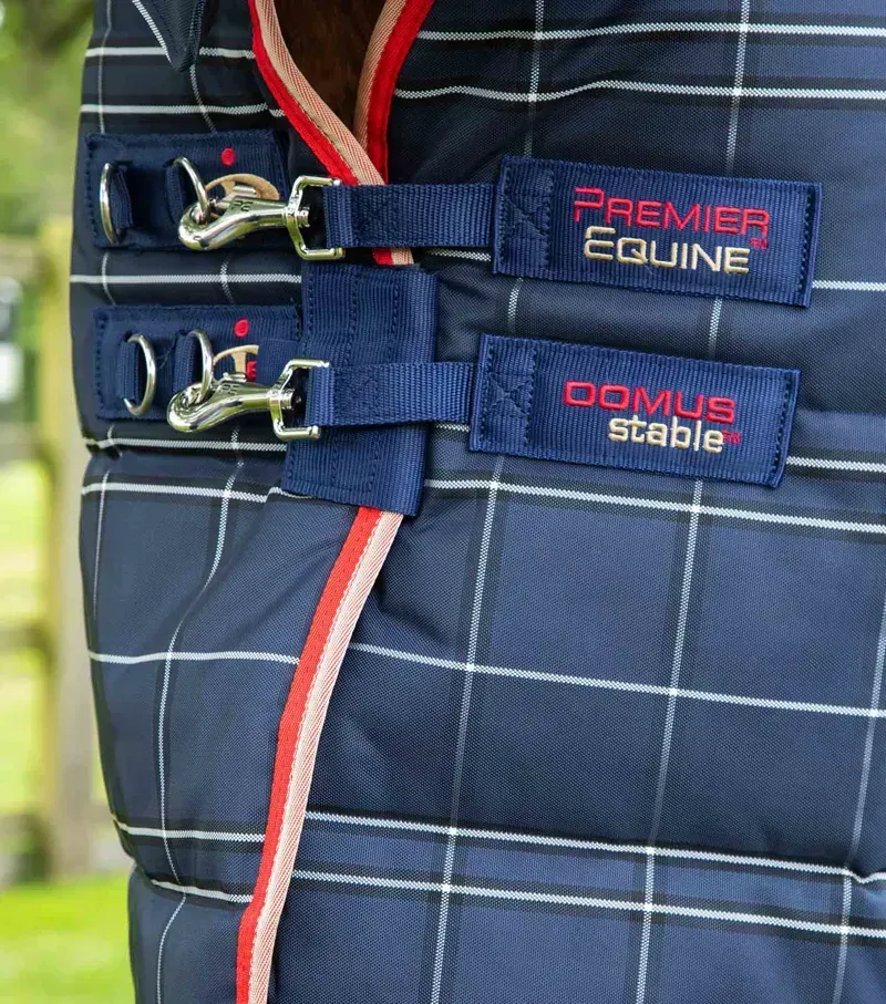 Premier Equine 400g Domus Combo Stable Rug in Navy Check-2