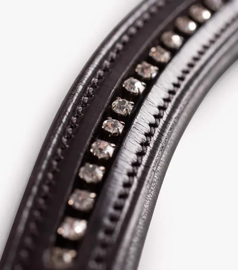 Premier Equine Elaborare Shaped Diamante Browband in Brown-2
