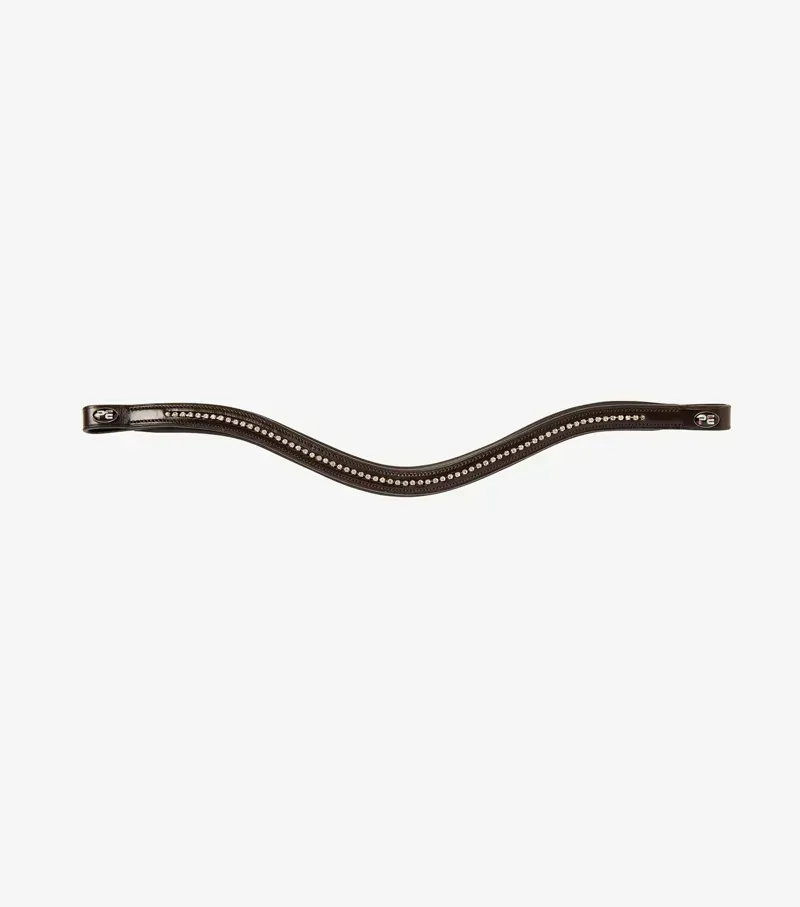 Premier Equine Elaborare Shaped Diamante Browband in Brown-1