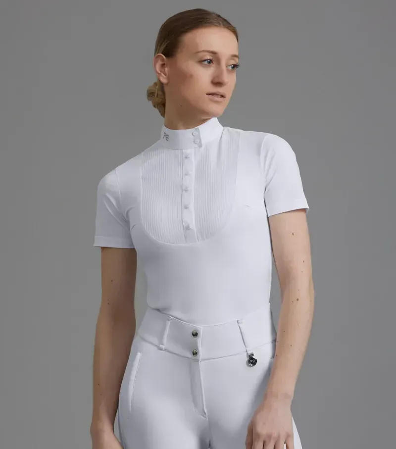 Premier Equine Ladies Famosa Short Sleeve Competition Shirt in White