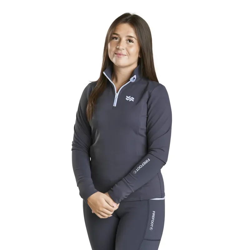 Firefoot Ladies Birkby Fleece Lined Top in Charcoal/Impact Blue