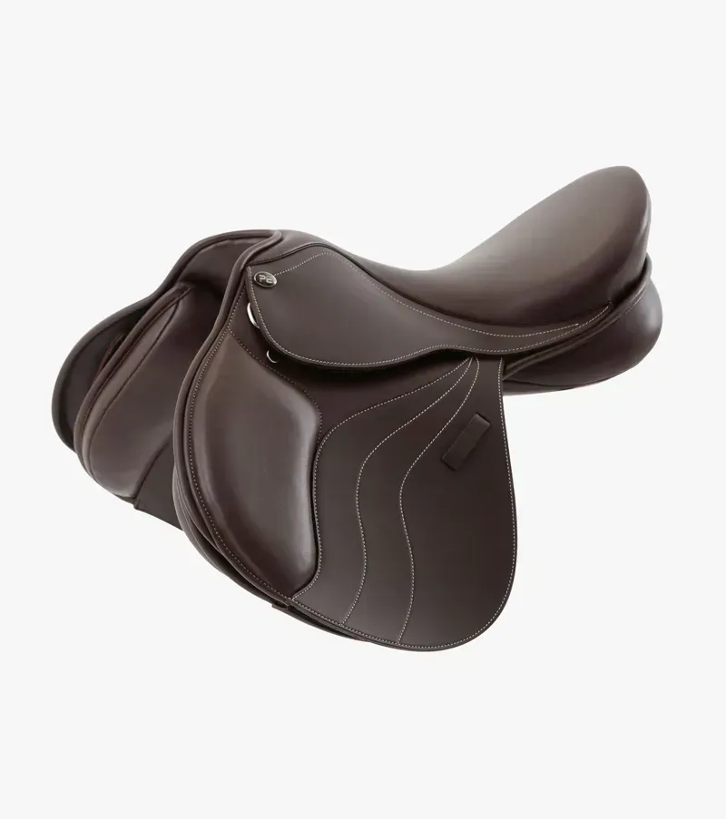 Premier Equine 15.75 Medium Foxhill Pony Synthetic General Purpose Jump Saddle in Brown