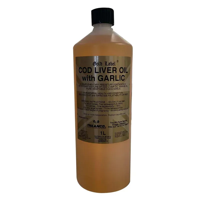 Gold Label 1lt Cod Liver Oil with Garlic in Gold