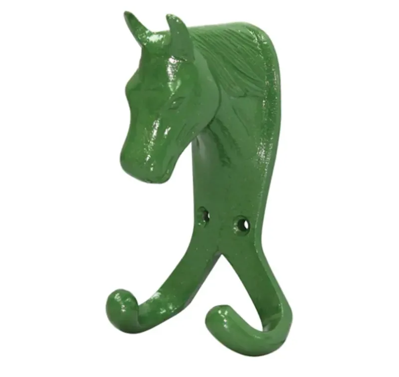 Perry Equestrian Horse Head Double Stable/Wall Hook in Green