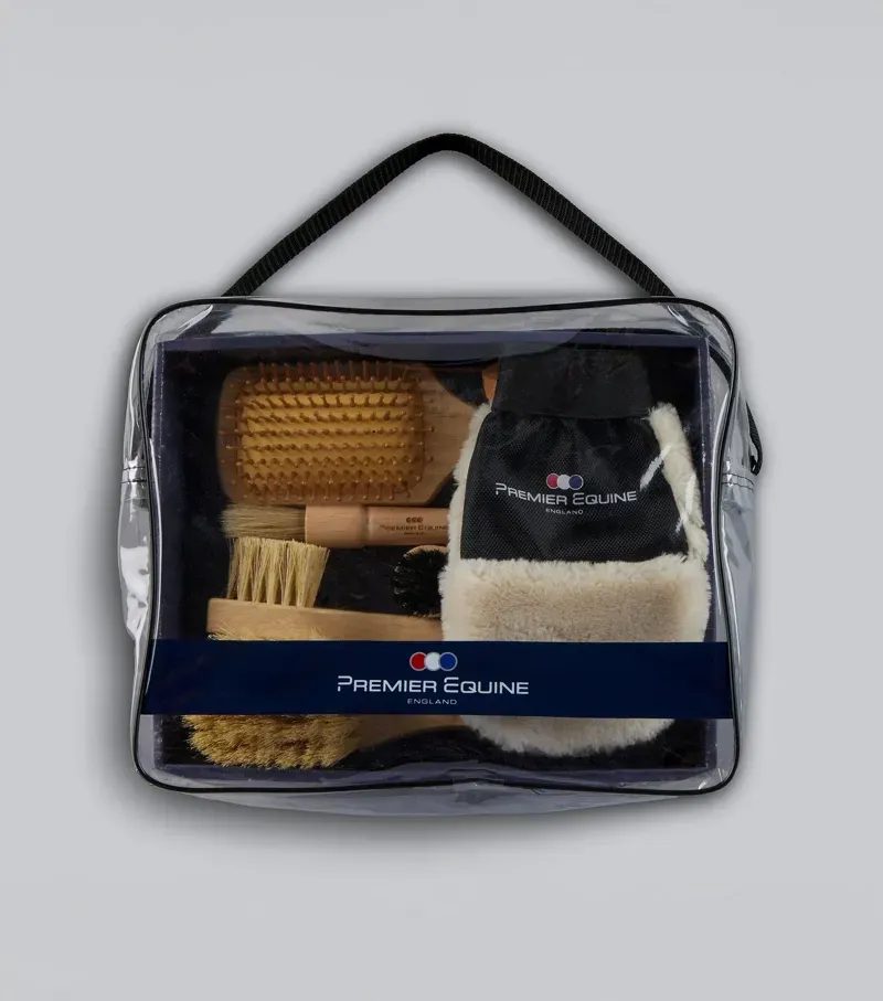 Premier Equine Int. Heritage Grooming Kit 9 Piece in Natural Wood-1