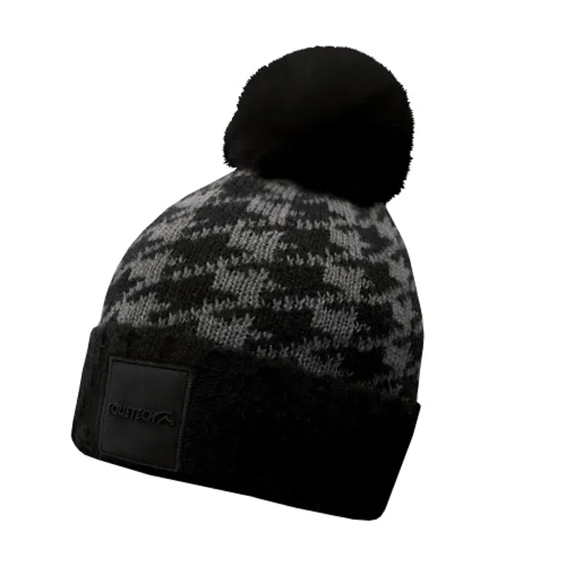 Equetech Houndstooth Waterproof Knit Hat in Black/Grey