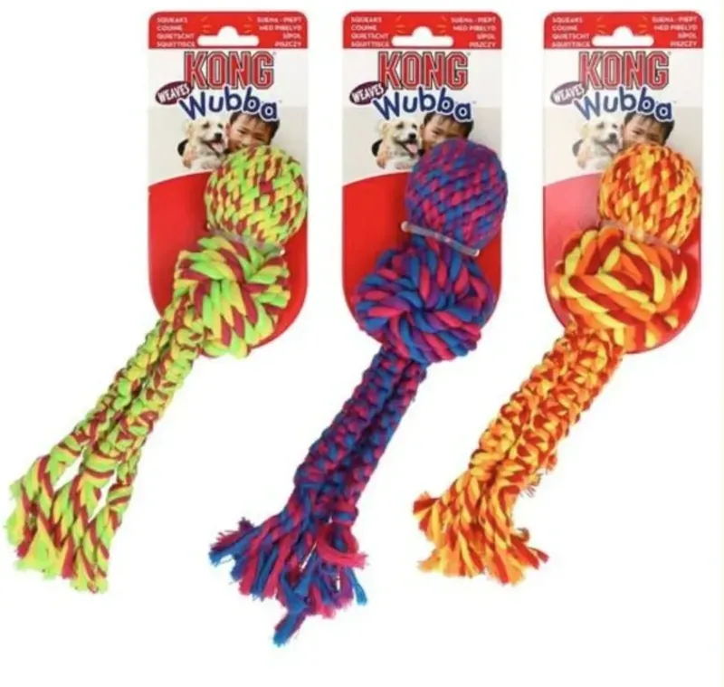Kong Large Wubba Weaves with Rope Colours - Assorted