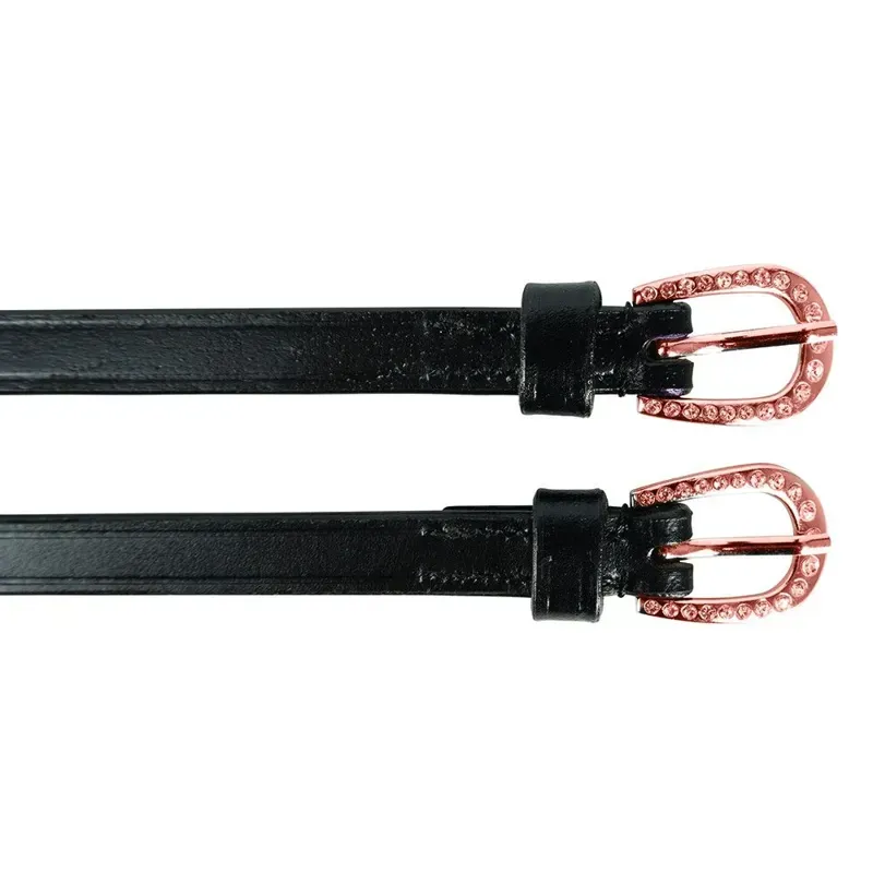 Hy Equestrian Diamante Spur Straps in Black/Rose Gold-1