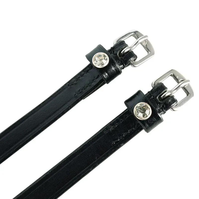 Hy Equestrian Diamante Stud Spur Straps in Black-1
