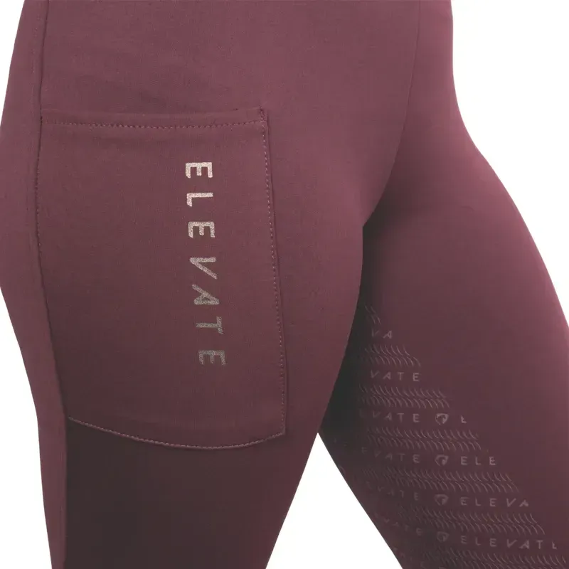 Hy Equestrian Elevate Allure Riding Tights in Berry-2