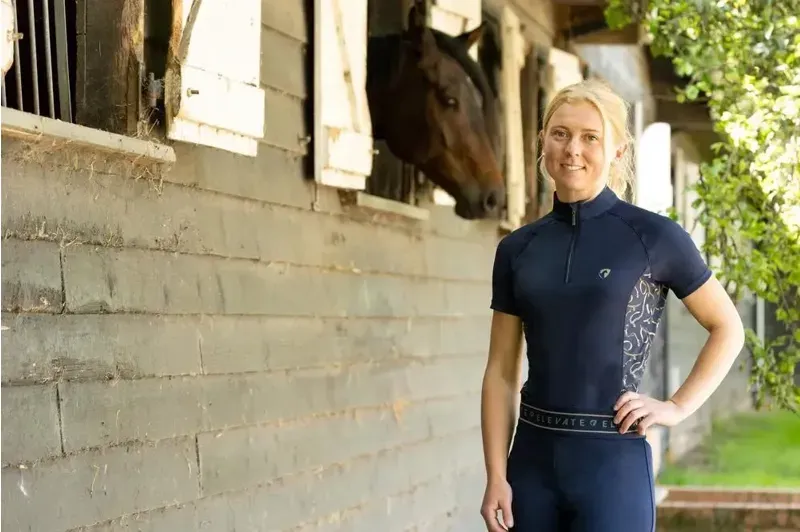 Hy Equestrian Elevate Heritage Short Sleeve Base Layer in Navy-1