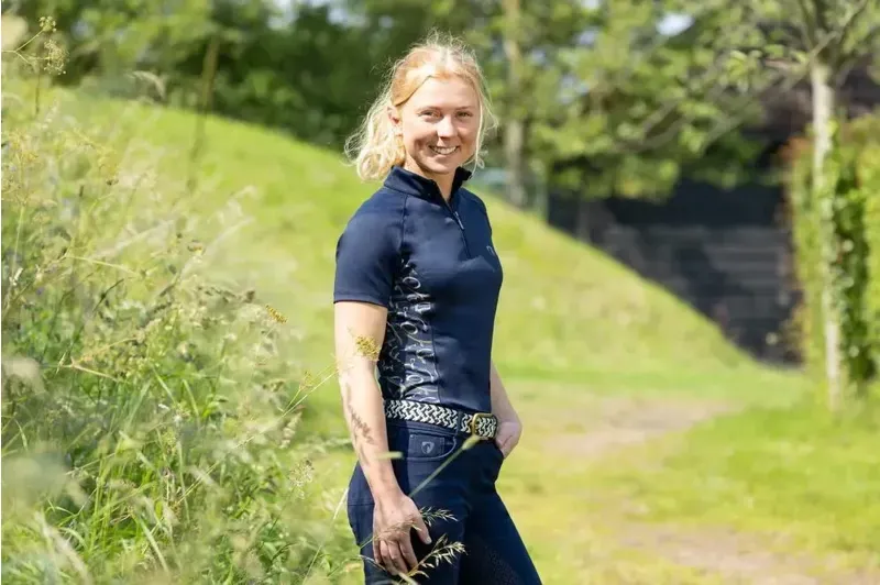 Hy Equestrian Elevate Heritage Short Sleeve Base Layer in Navy-2