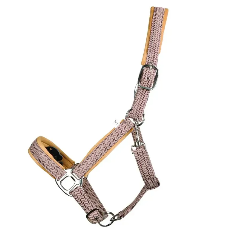 Hy Equestrian Mermaid Shimmer Head Collar and Lead Rope Set in Taupe