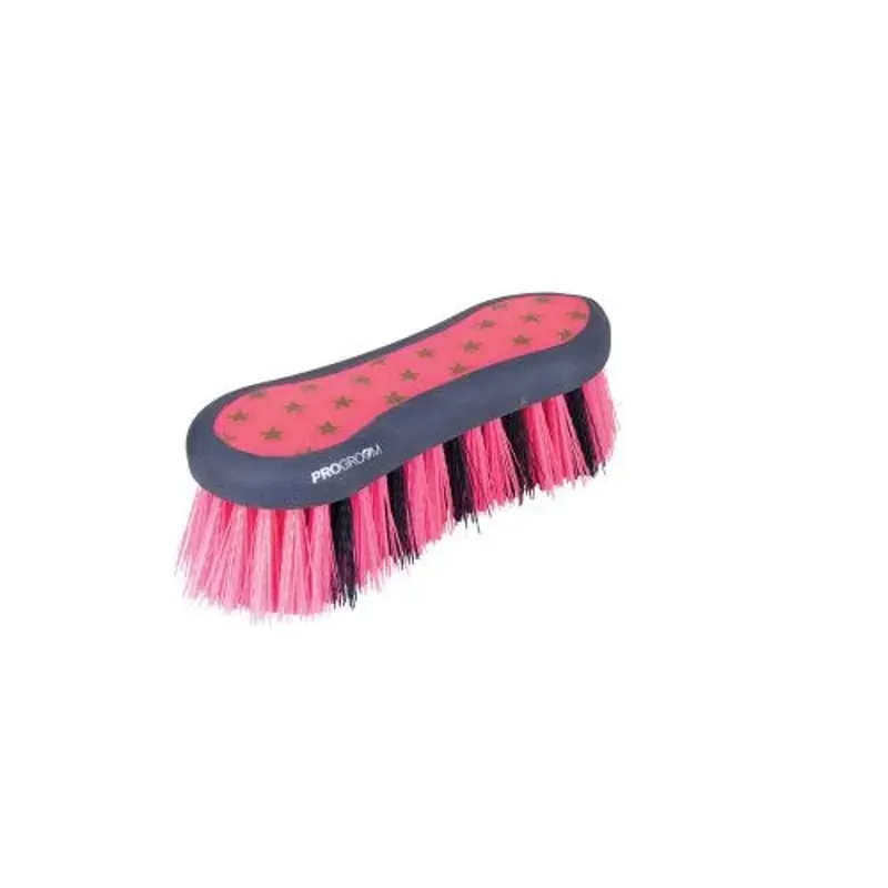 Hy Equestrian 20 x 8cm ProGroom Star Easy Grip Dandy Brush in Pink/Navy