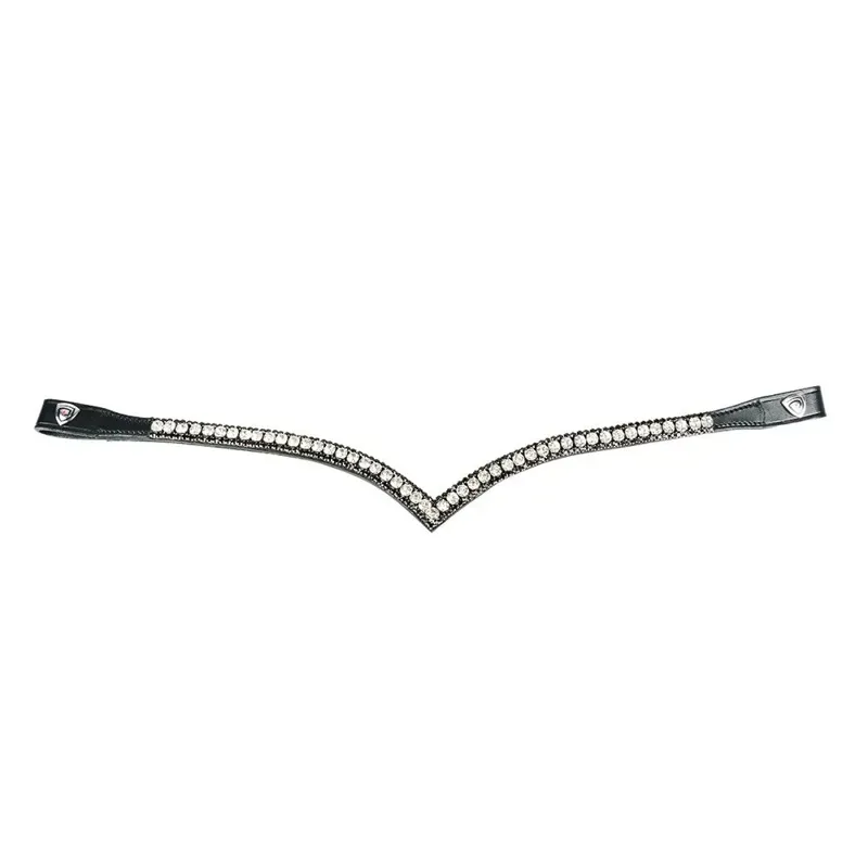 Hy Equestrian ProPresicce Signature V Diamante Browband with Silver Diamantes in Black