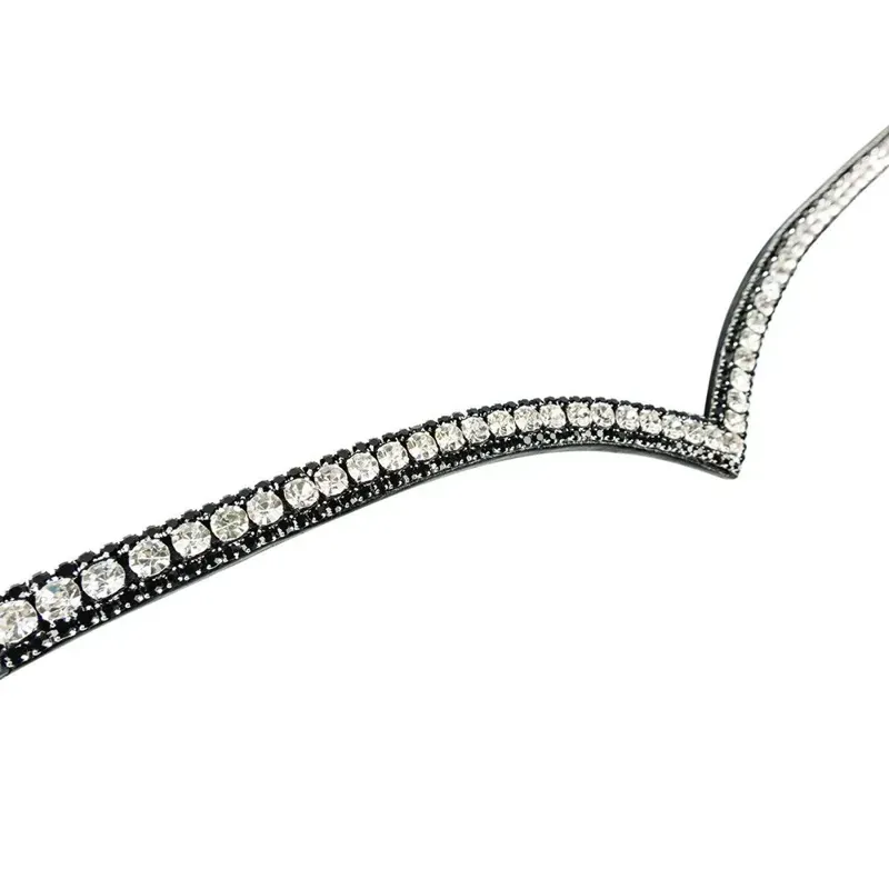 Hy Equestrian ProPresicce Signature V Diamante Browband with Silver Diamantes in Black-1