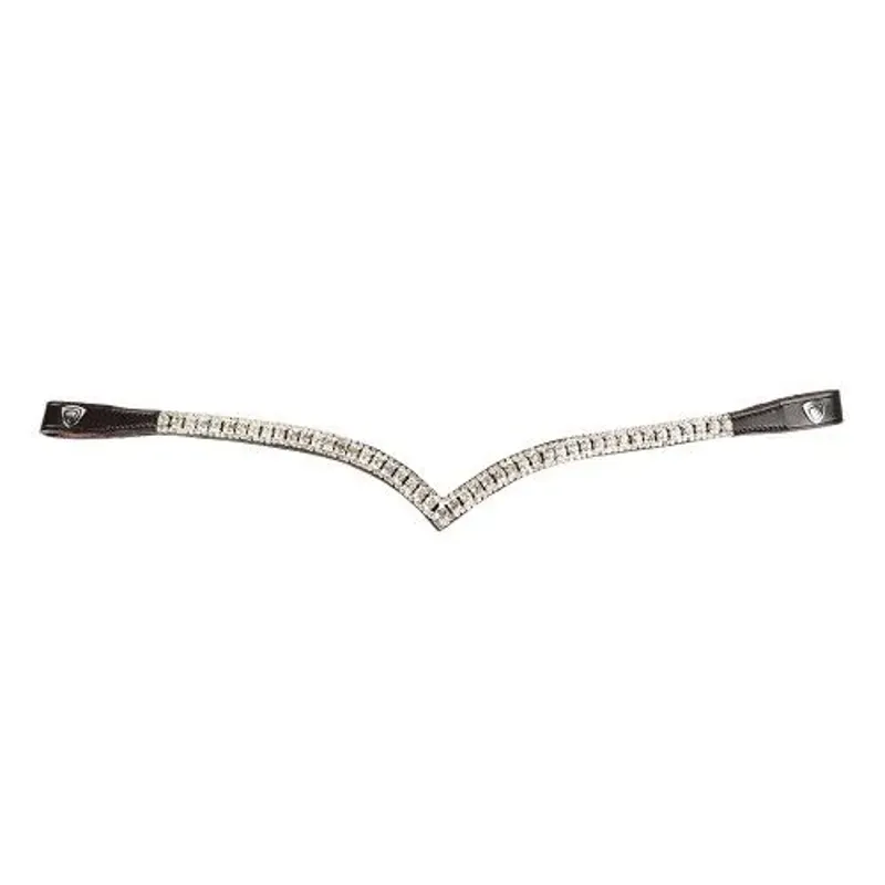 Hy Equestrian ProPresicce Signature V Diamante Browband with Silver Diamantes in Brown