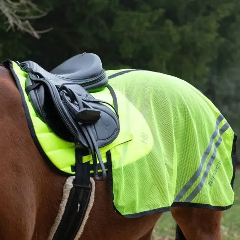 Hy Equestrian Reflector Summer Mesh Quarter Sheet in Yellow