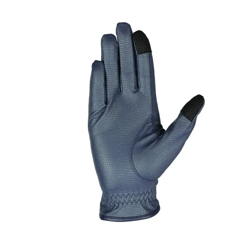 Hy Equestrian Shimmer Riding Gloves in Navy/Rose Gold Diamantes-1