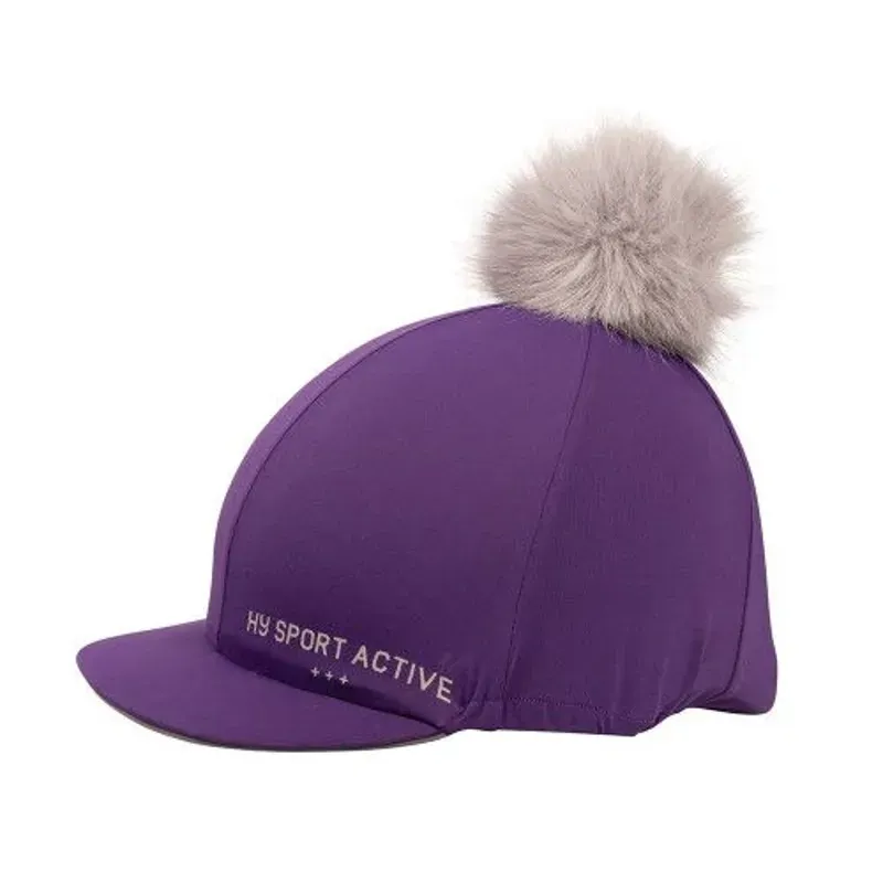 Hy Equestrian Sport Active Hat Silk with Interchangeable Pom Pom in Royal Violet