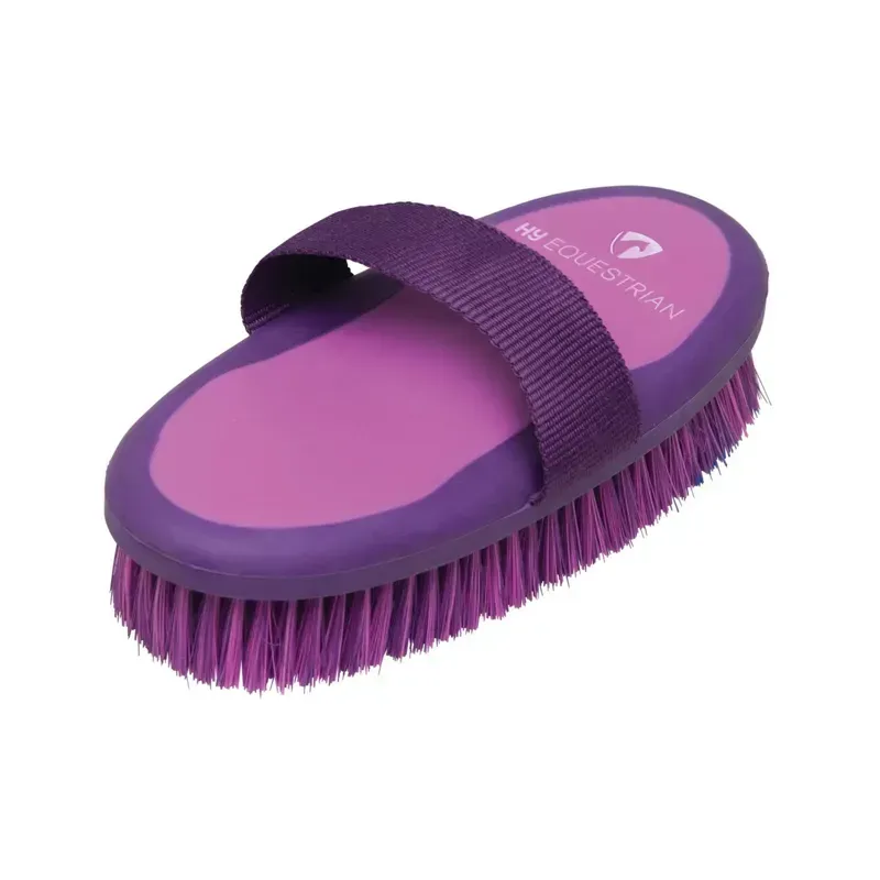 Hy Equestrian 20 x 9.5 cm ProGroom Two-Tone Body Brush in Purple/Pink