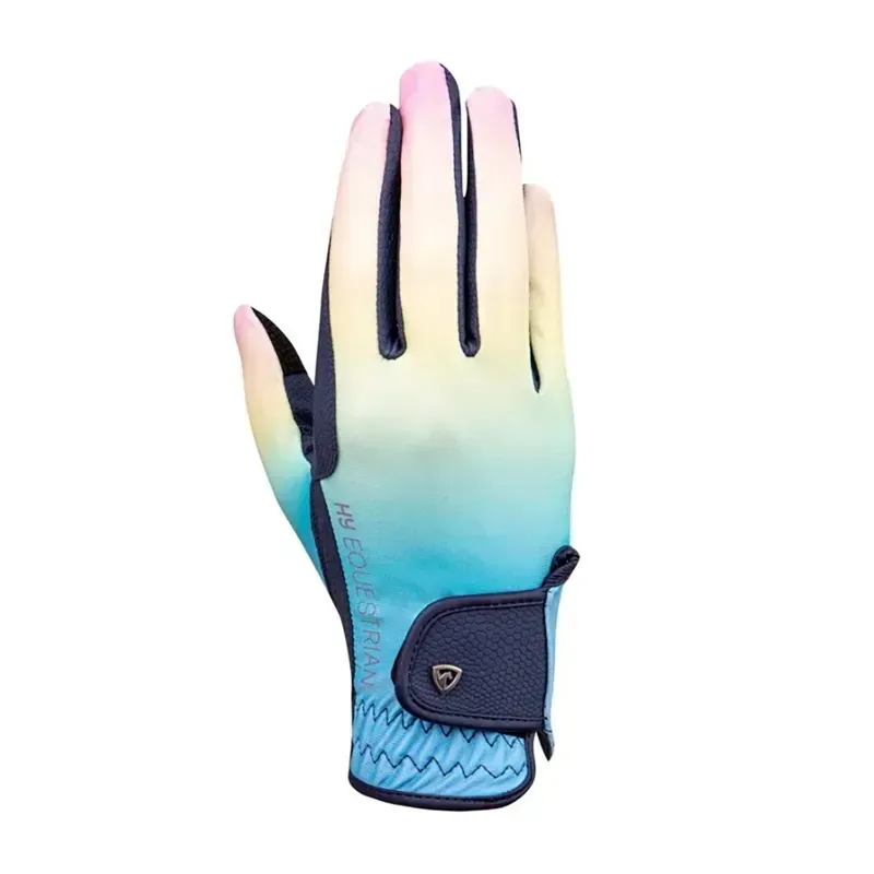 Hy Equestrian Ombre Riding Gloves in Navy/Pastel