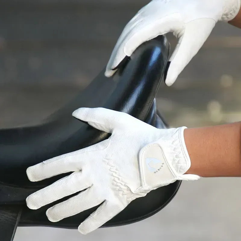 Hy Equestrian Sparkle Touch Riding Gloves in White