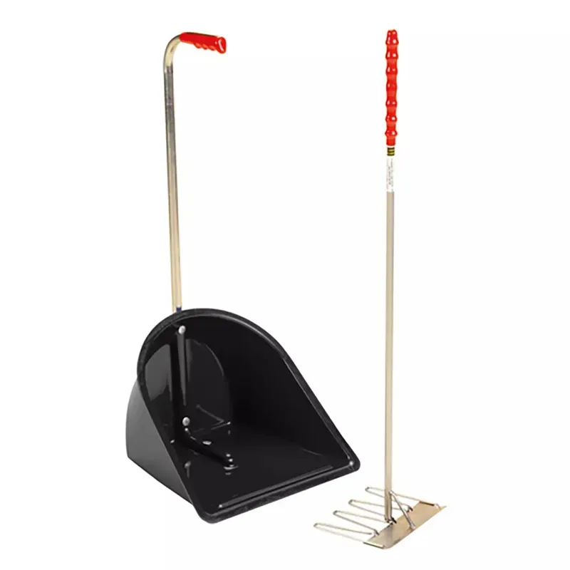Stubbs Stable Mate Manure Collector with Long Handle Rake in Black