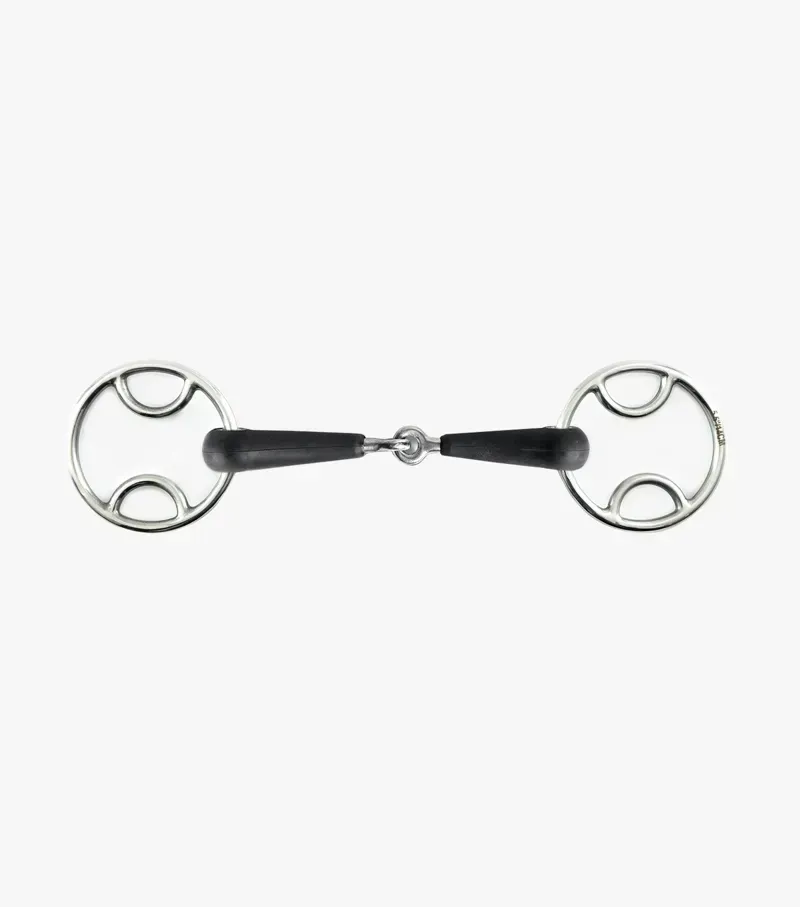 Premier Equine Jointed Rubber Bevel Bit in Silver