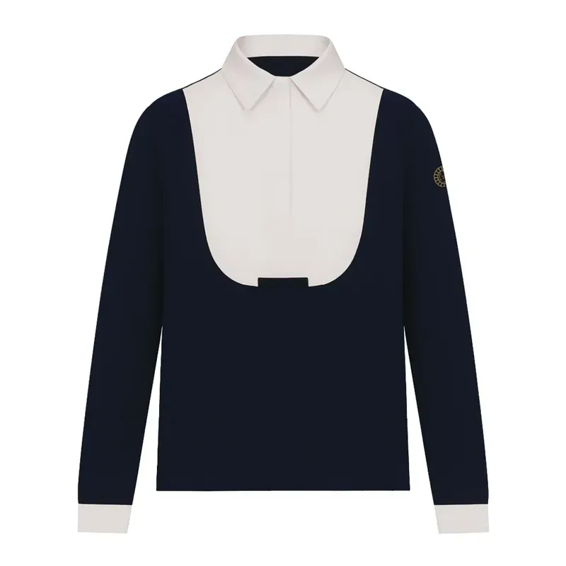 Equetech Junior Elite Long Sleeved Show Shirt in Navy/White