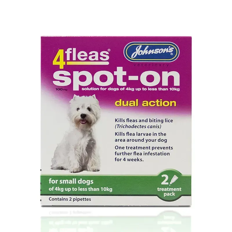 Johnson's Veterinary 2 Pipettes 4 Fleas Spot-On For Small Dogs in Pink