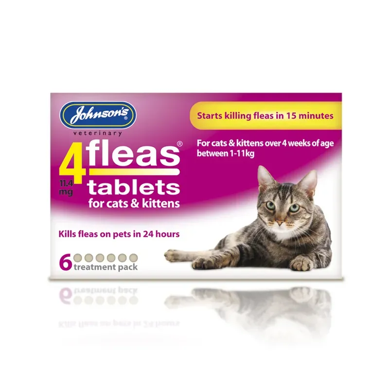 Johnson's Veterinary 6 Flea Tablets For Cats and Kittens in Pink 