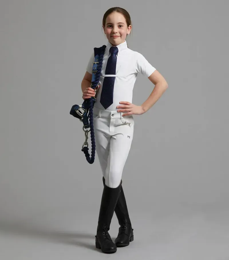 Premier Equine Girls Luciana Short Sleeve Show Shirt in White-1
