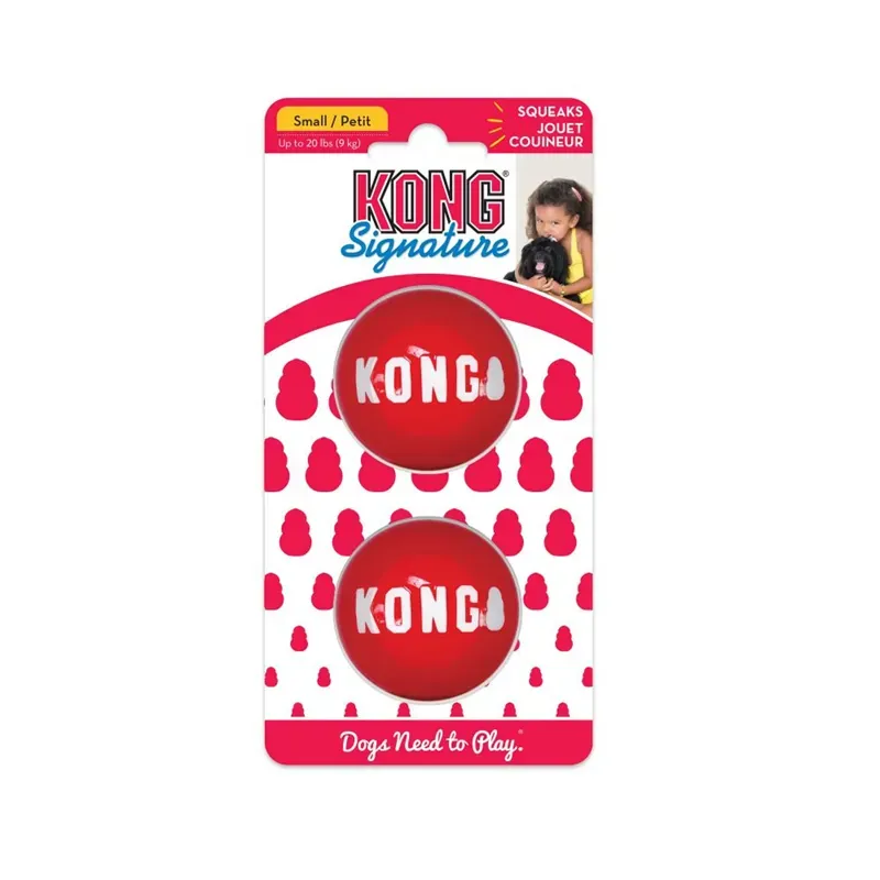 Kong Signature Small X 2 Pack Balls in Red