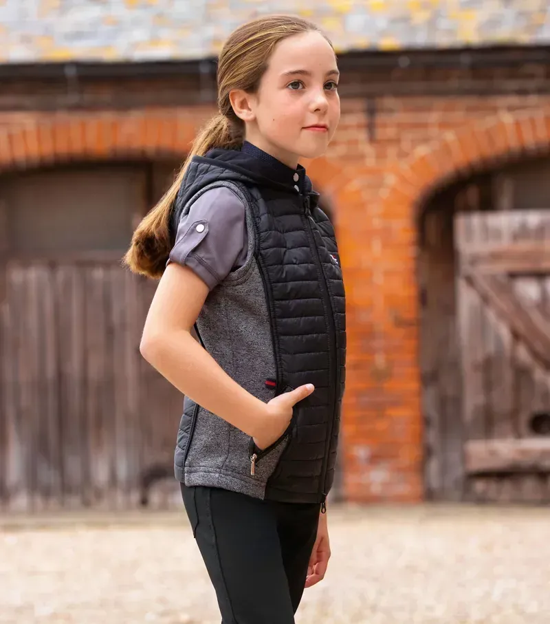 Premier Equine Girl's Mini Lamera Hybrid Riding Gilet in Black-1