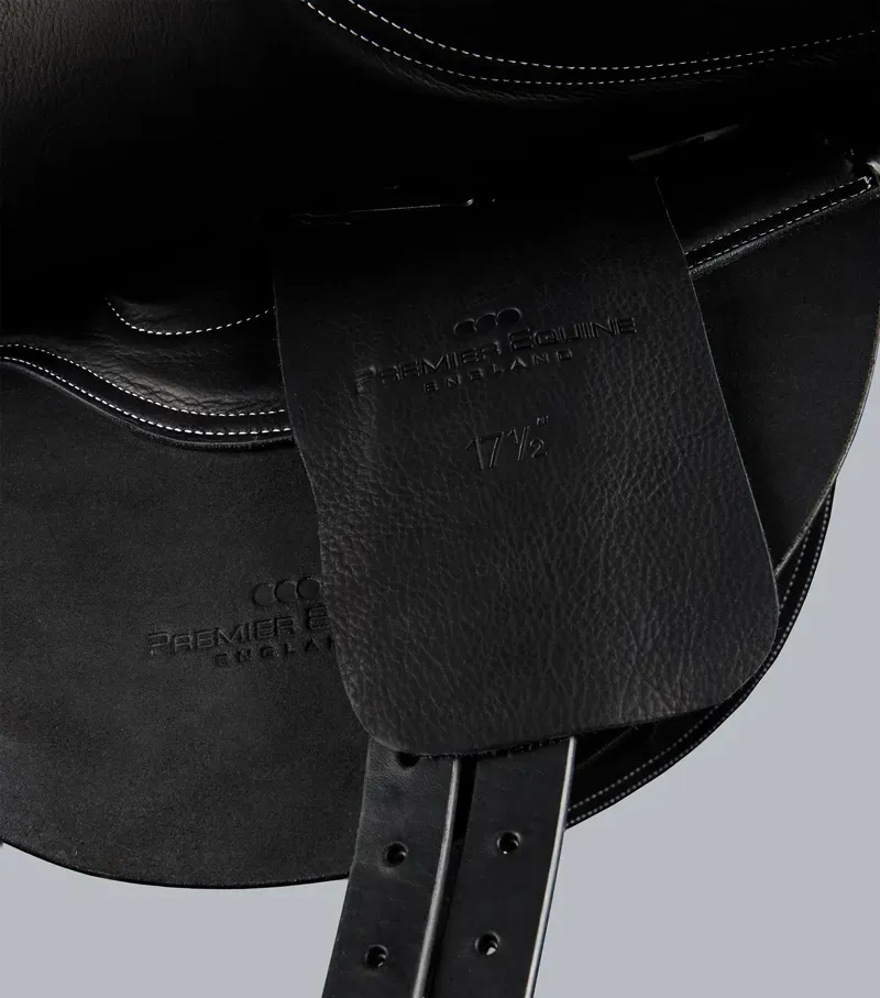 Premier Equine One Size Leather Full Tree Exercise Racing Saddle in Black-1
