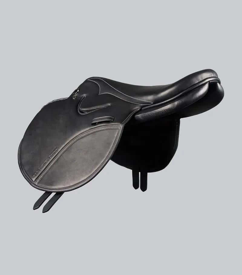 Premier Equine One Size Leather Full Tree Exercise Racing Saddle in Black-3