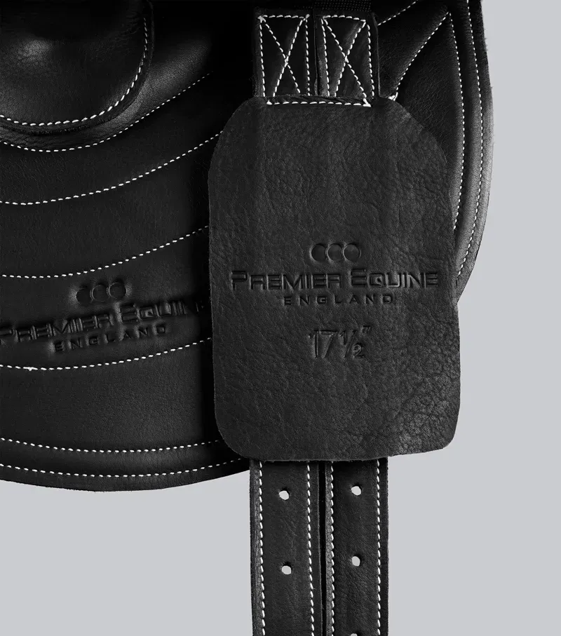 Premier Equine One Size Leather Half Tree Exercise Racing Saddle in Black-1